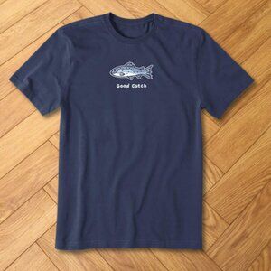 Good Catch Fish Minimalist Graphic Tee Navy